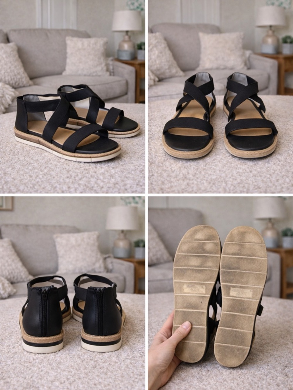 me too Black Crisscross Strap Espadrille Sandals